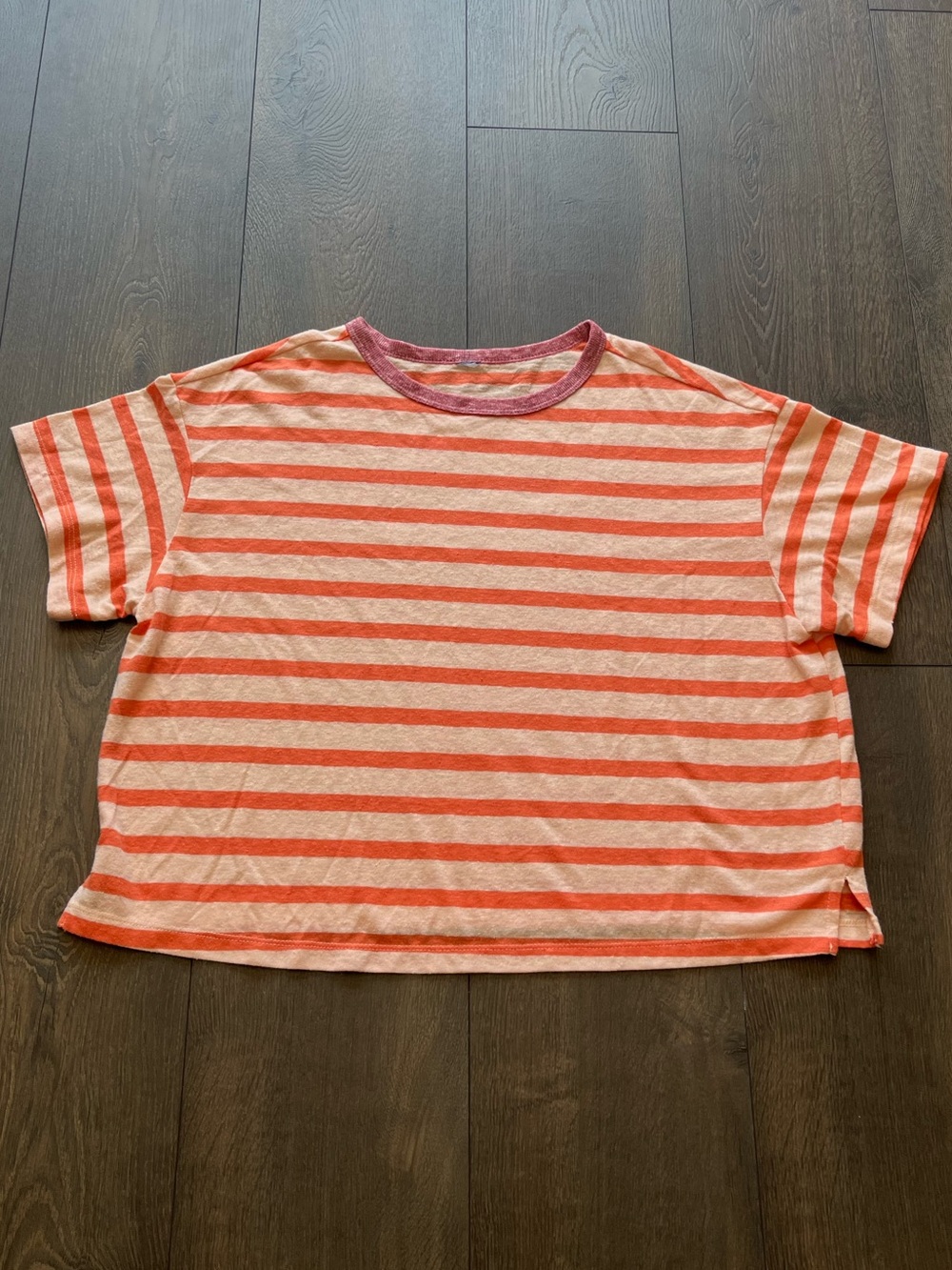 Orange & Cream Striped Short Sleeve Tee